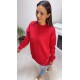 Kırmızı Zımba Düğme Detay Sweatshirt 