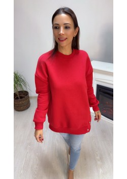 Kırmızı Zımba Düğme Detay Sweatshirt 