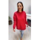 Kırmızı Zımba Düğme Detay Sweatshirt 