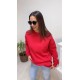 Kırmızı Zımba Düğme Detay Sweatshirt 