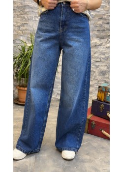 PALAZZO DENİM PANTALON LACİVERT 