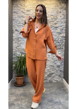 ZR Model Tensel Turuncu Pantolon Gömlek Takım 