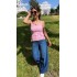 Saten Cep Detay Atlet Bluz Pembe