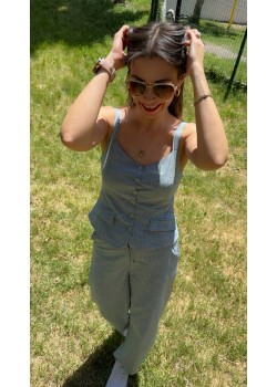 Çizgili Yelekli Takım Su Yeşili