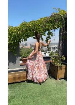 Sırt Detay Desenli Elbise 