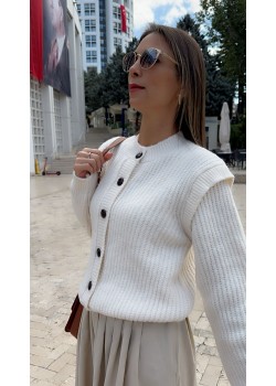 Önden Düğmeli Selanik Hırka (Ekru  ) 