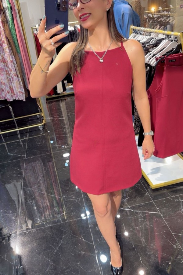 Basic Bordo Elbise 