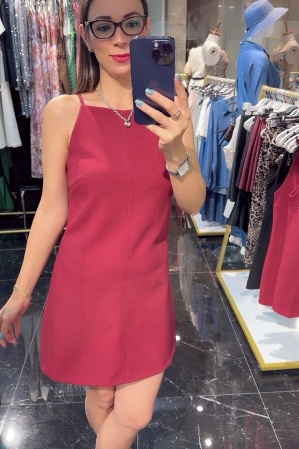 Basic Bordo Elbise 