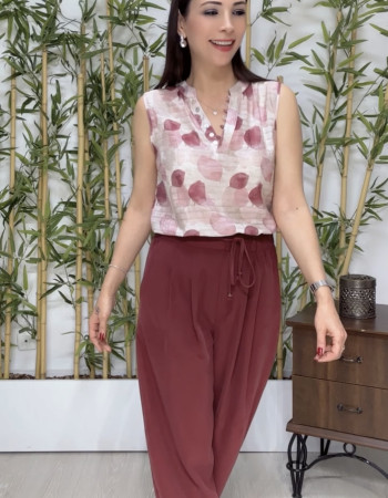 Mila Modal Şalvar Pantolon Bordo 