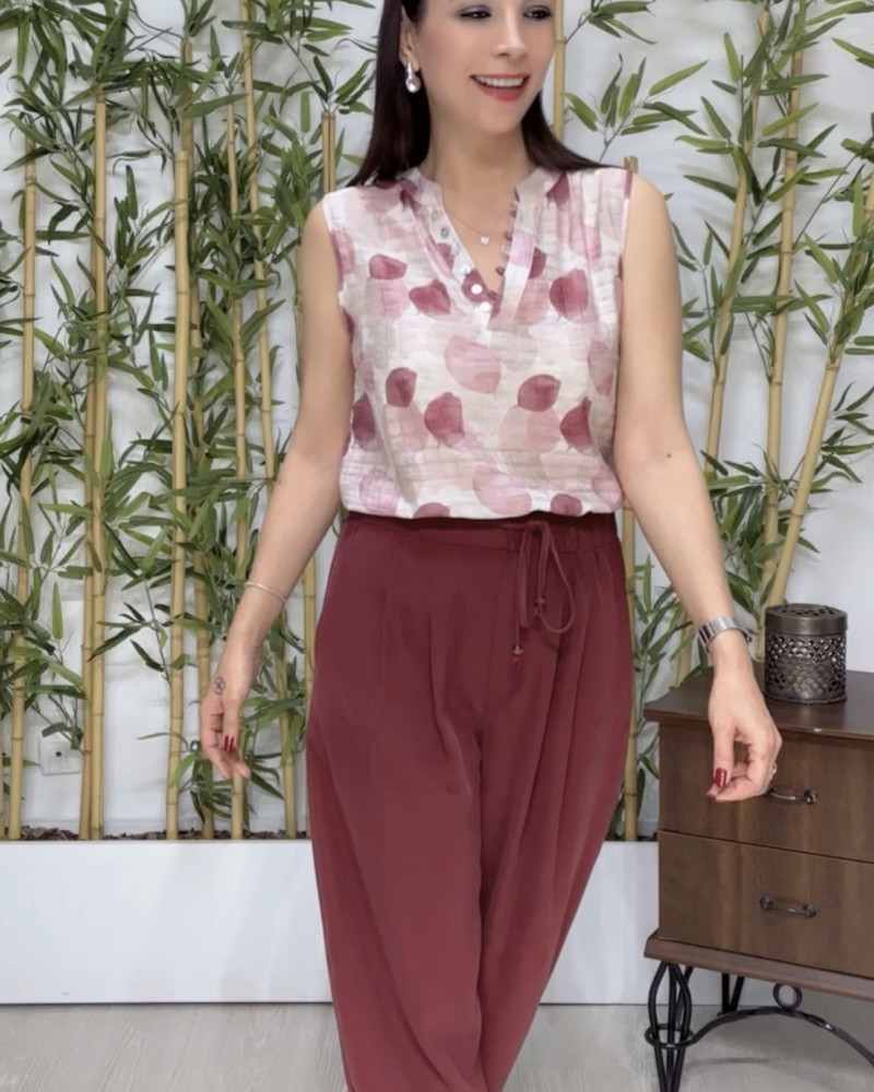 Mila Modal Şalvar Pantolon Bordo 
