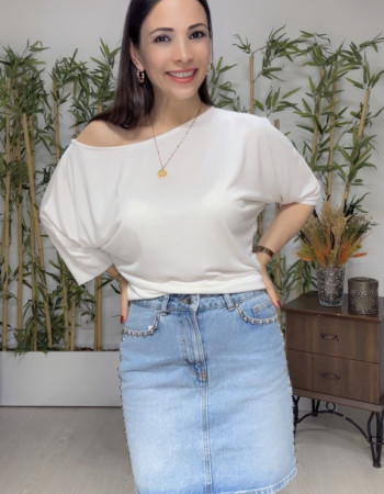 Lora Zımba Detay Denim Etek 