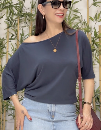Lina Düşük Omuz Bluz Lacivert 