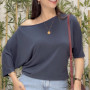 Lina Düşük Omuz Bluz Lacivert 