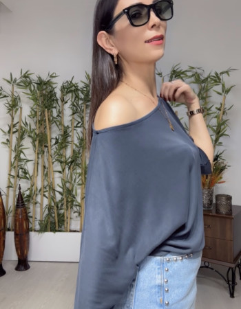 Lina Düşük Omuz Bluz Lacivert 