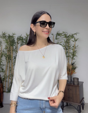  Lina Düşük Omuz Bluz Ekru