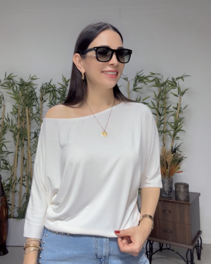 Lina Düşük Omuz Bluz Ekru