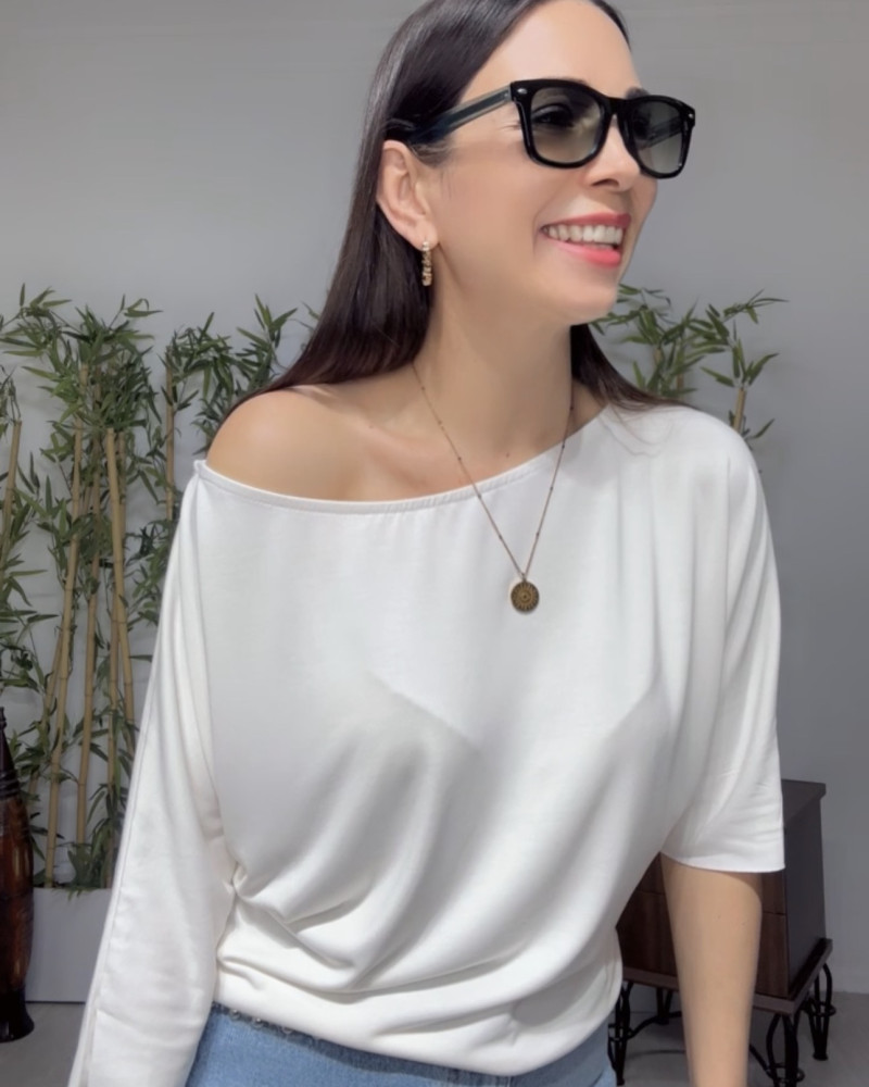  Lina Düşük Omuz Bluz Ekru