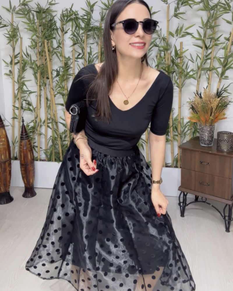 Puantiye Organze Etek 