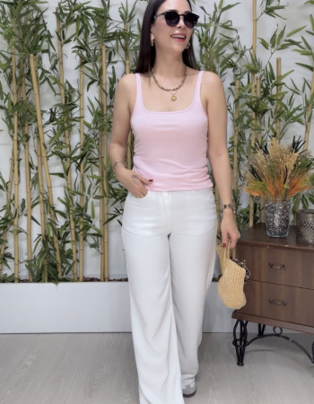 Lara Soft Denim Pantolon Beyaz 