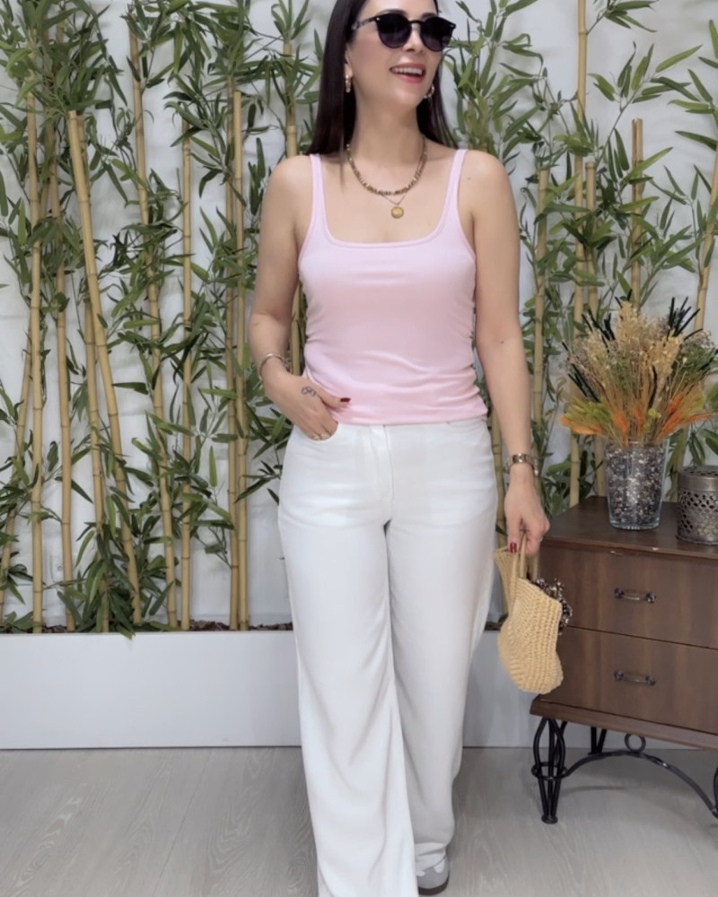 Lara Soft Denim Pantolon Beyaz 