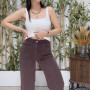 Lara Soft Denim Pantolon Kahverengi