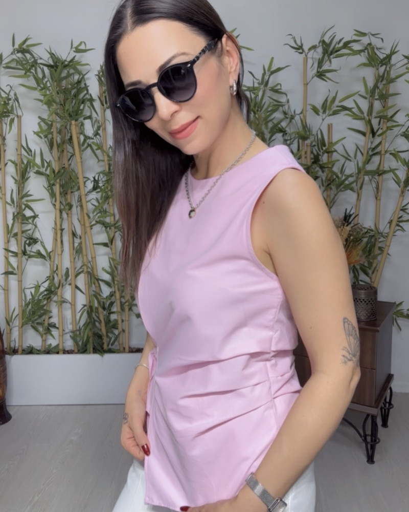 Alina Bağlama Detay Bluz Pembe 