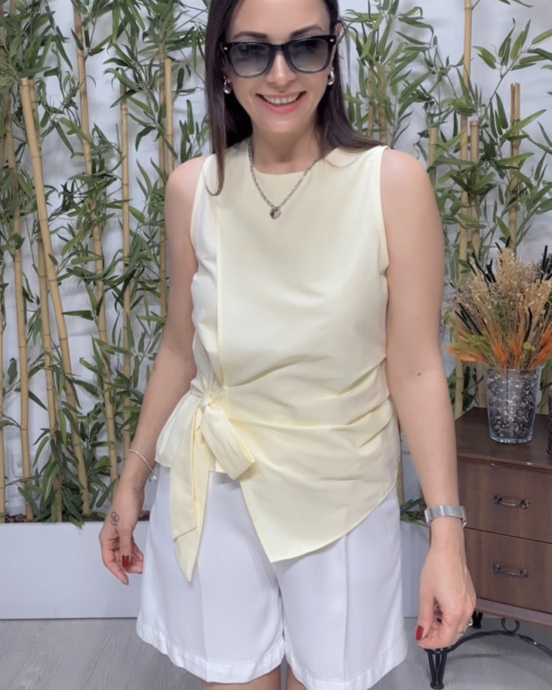 Alina Bağlama Detay Bluz Sarı