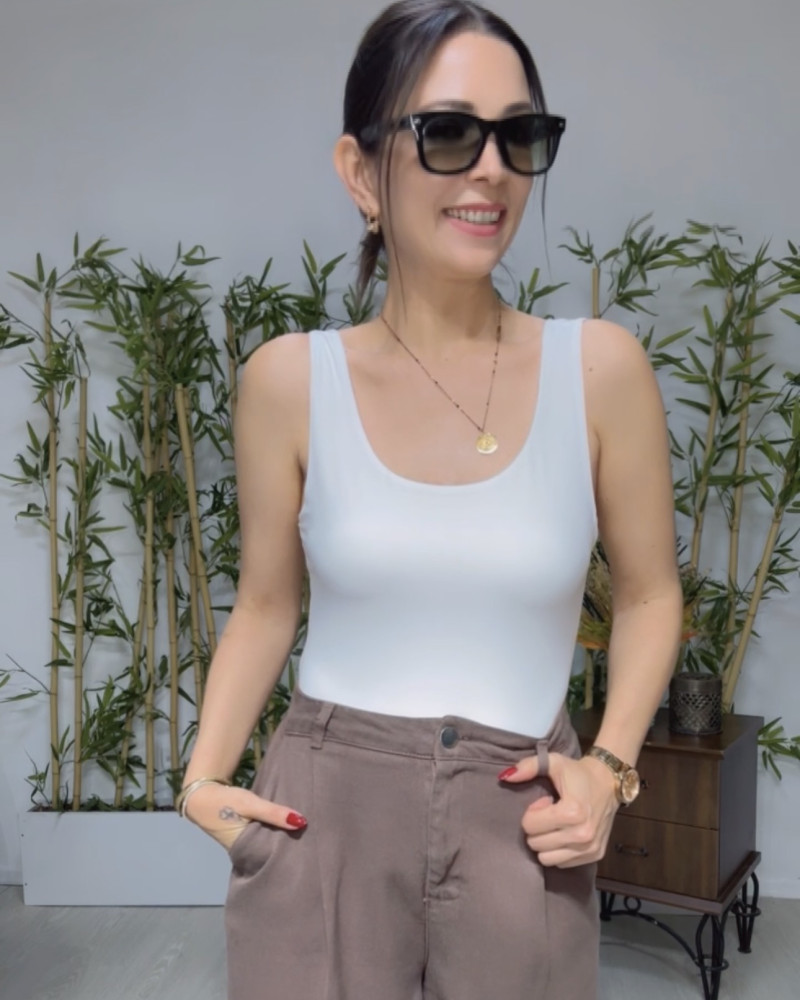 Sırt Dekolteli Bodysuit Ekru
