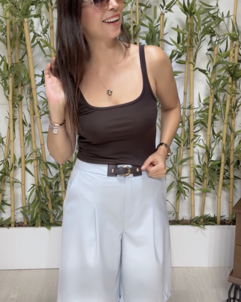 Kemer Detay Şehir Boy  Şort (Bebe Mavi )