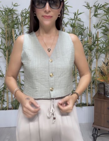 Dokulu Crop Yelek