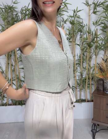 Dokulu Crop Yelek