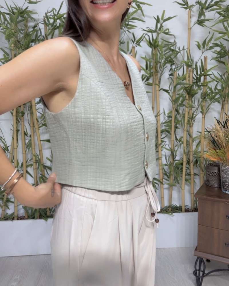 Dokulu Crop Yelek