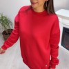 Kırmızı Zımba Düğme Detay Sweatshirt