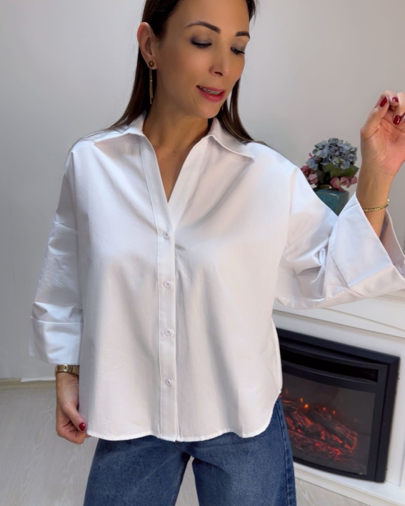 Oversize Beyaz Gömlek