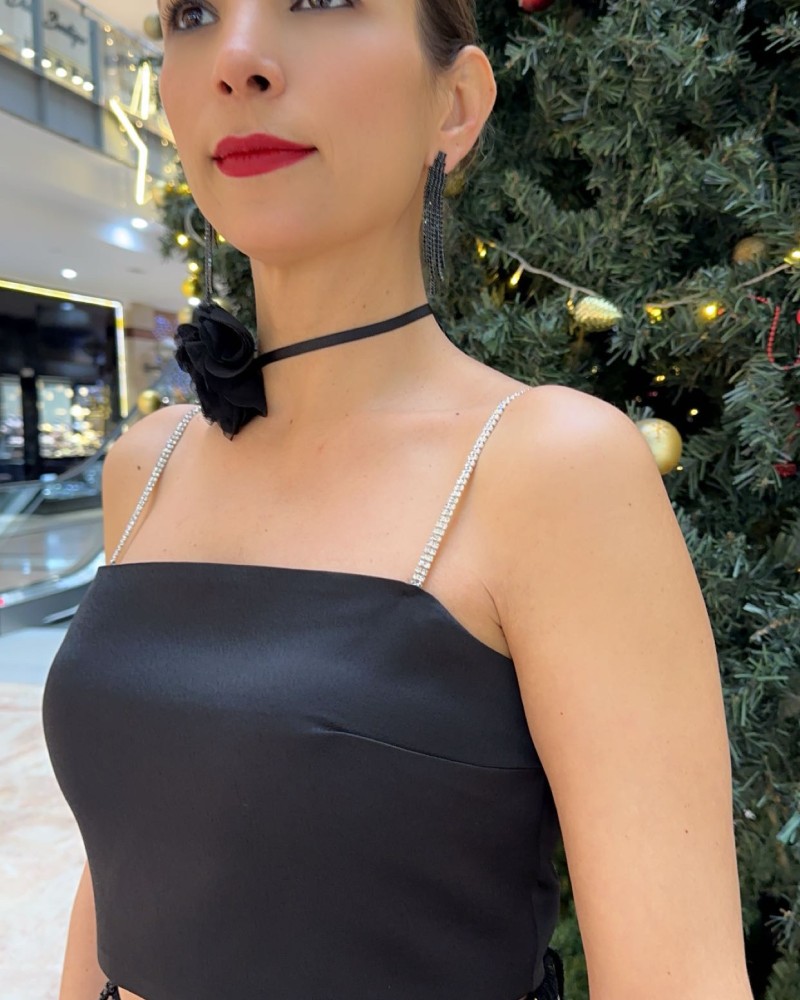 Siyah Taş askılı Büstiyer Siyah Taş askılı Büstiyer