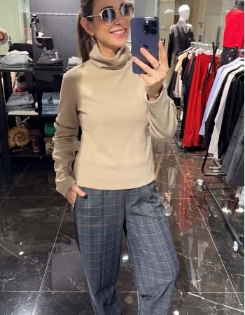 Kareli Bol Kesim Pantolon (Lacivert) Kareli Bol Kesim Pantolon (Lacivert)