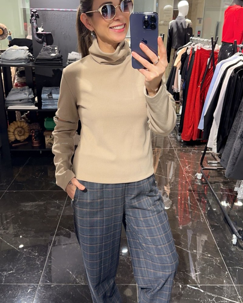 Kareli Bol Kesim Pantolon (Lacivert) Kareli Bol Kesim Pantolon (Lacivert)