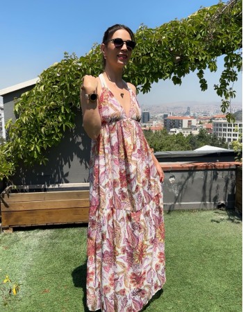 Sırt Detay Desenli Elbise Sırt Detay Desenli Elbise