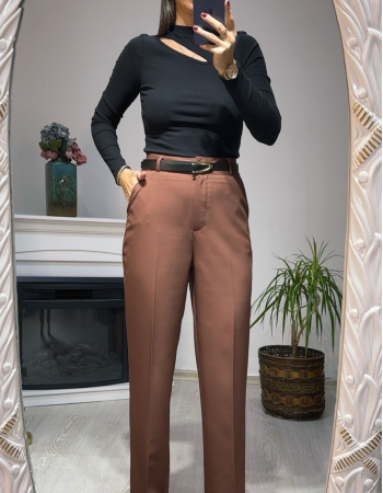 Kemerli Pantolon - Kahve Kemerli Pantolon - Kahve