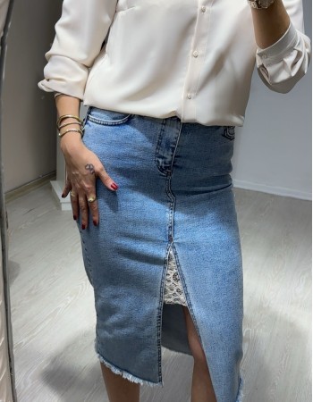  Dantel Detay Denim Etek | Pulse8