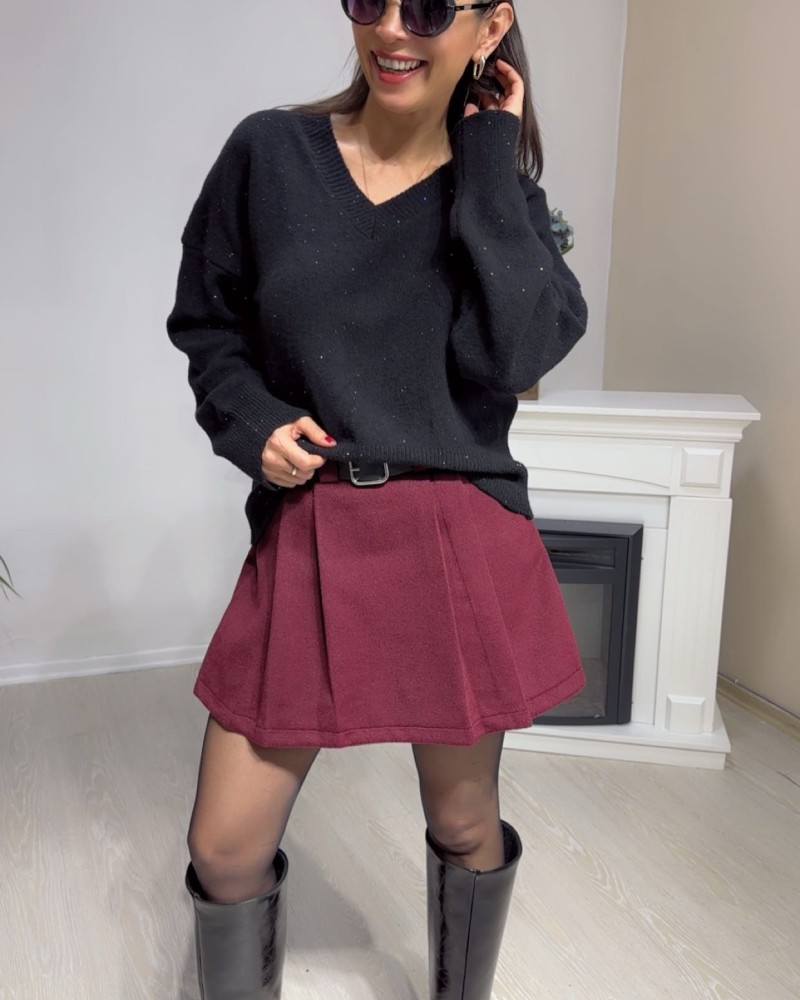 Minimal Işıltı Triko Kazak