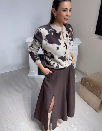 Kahve Ton Yırtmaçlı Midi