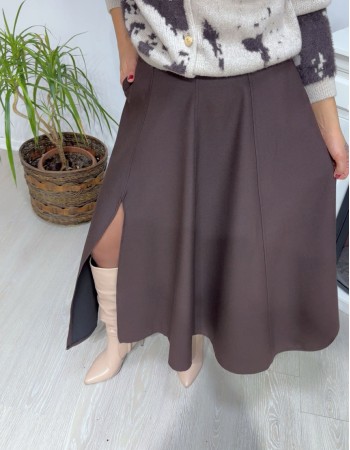 Kahve Ton Yırtmaçlı Midi