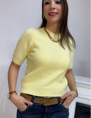 Soft Sarı Kısa Kollu Triko