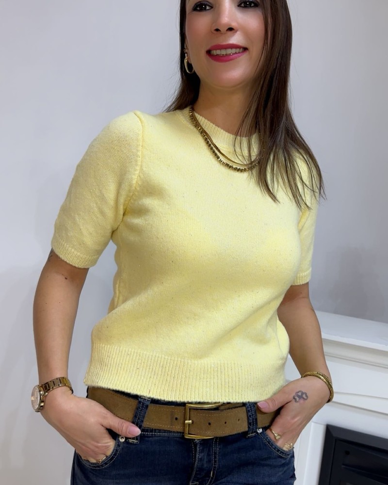 Soft Sarı Kısa Kollu Triko