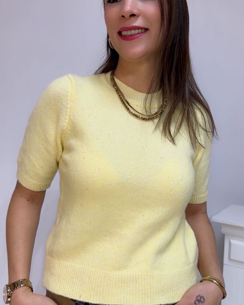Soft Sarı Kısa Kollu Triko