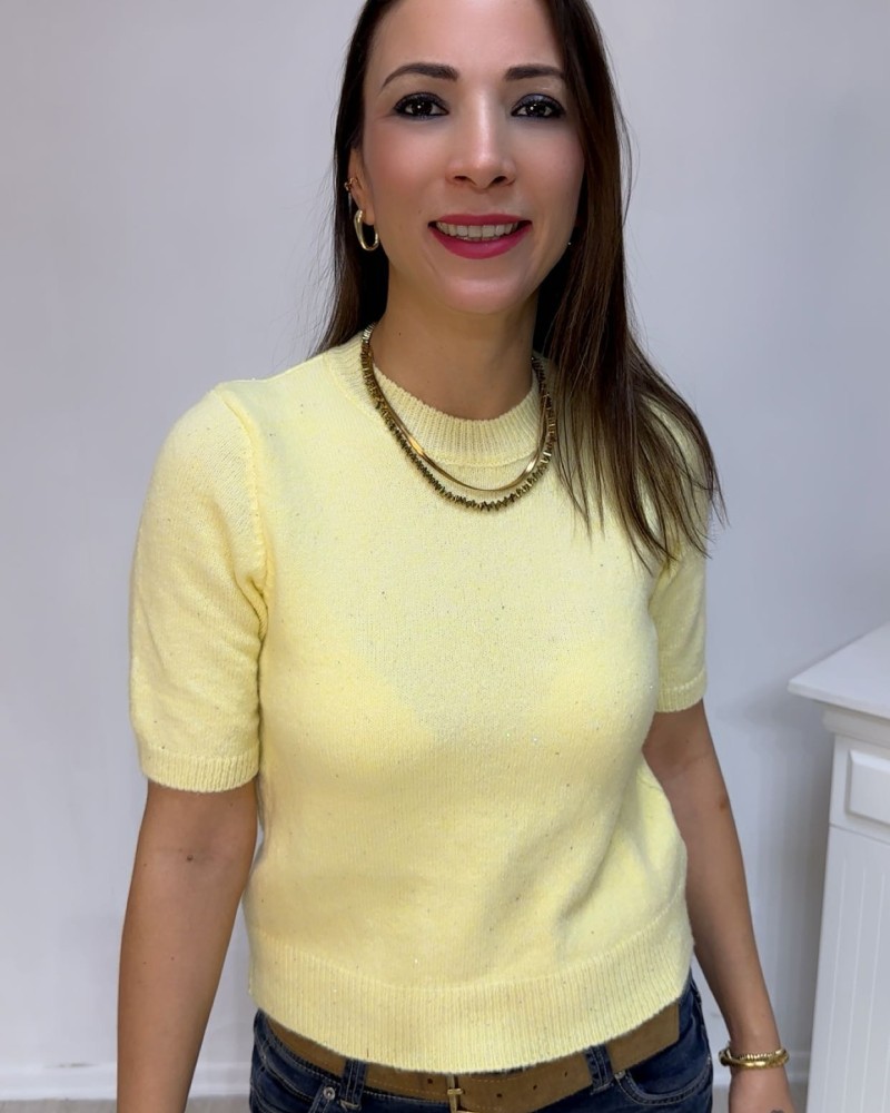 Soft Sarı Kısa Kollu Triko