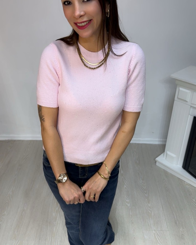 Soft Pembe  Kısa Kollu Triko