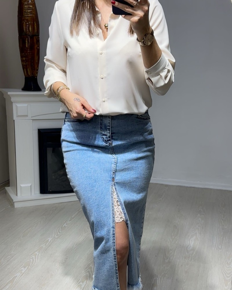 Zarif Akış Saten Şifon Gömlek | Pulse8