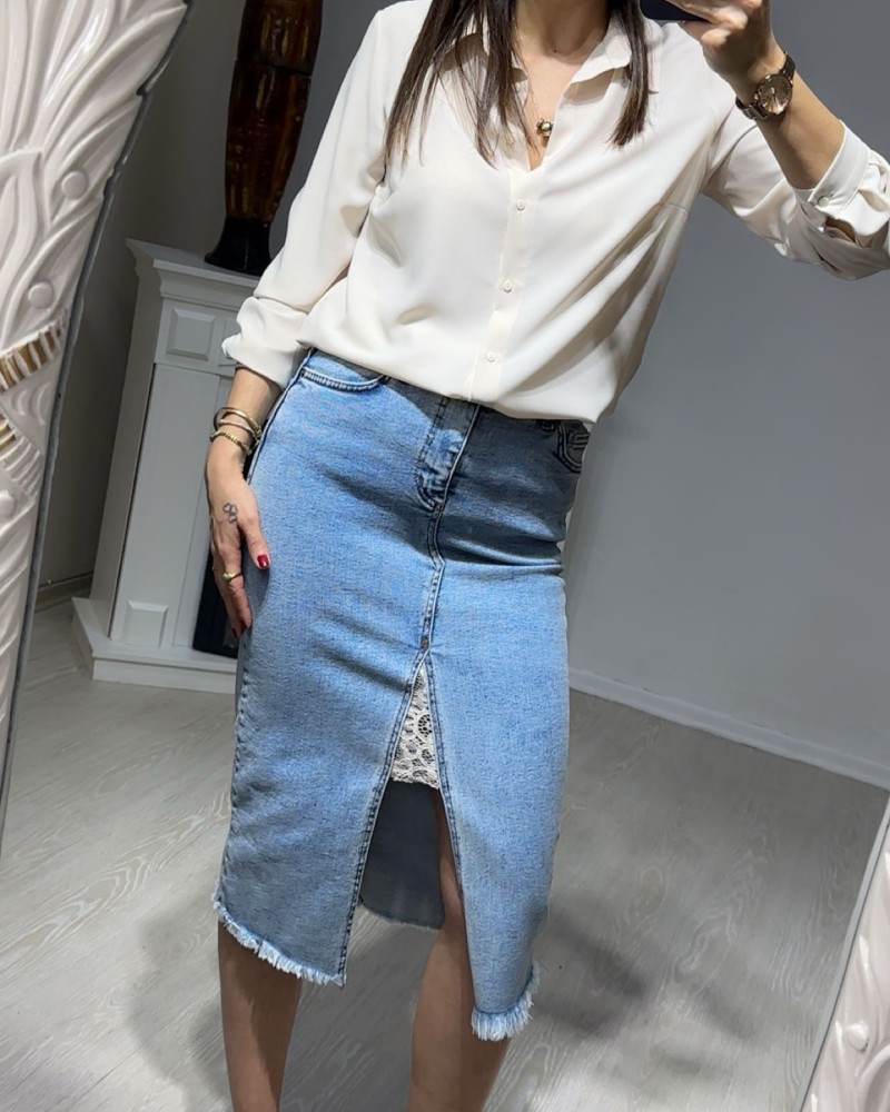  Dantel Detay Denim Etek | Pulse8